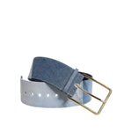 Dolce & Gabbana Two Tone Blue Denim Gold Metal Buckle Belt WMB546-90