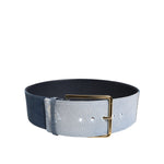 Dolce & Gabbana Two Tone Blue Denim Gold Metal Buckle Belt WMB546-90