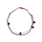 Dolce & Gabbana Red Leather Silver Chain Floral Cintura Belt WMB552-42