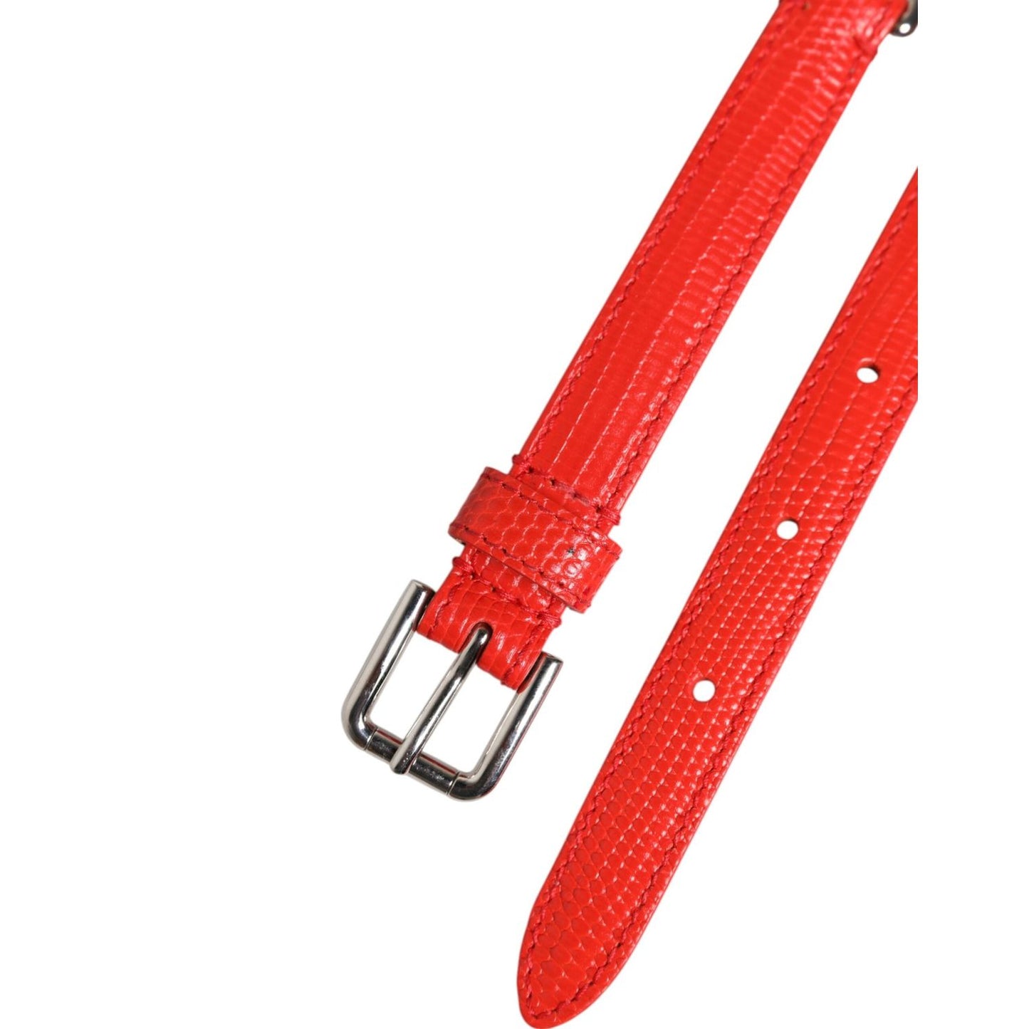 Dolce & Gabbana Red Leather Silver Chain Floral Cintura Belt WMB552-42