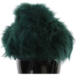 Dolce & Gabbana Green Fur DG Logo Embroidered Cloche Hat HAT70209-56