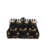 Dolce & Gabbana Black Tassel Gold Baroque Crystal Evening Clutch Bag VAS15460