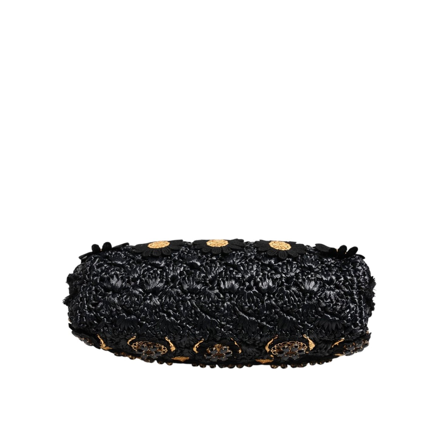 Dolce & Gabbana Black Tassel Gold Baroque Crystal Evening Clutch Bag VAS15460