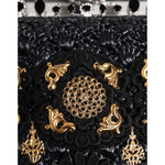 Dolce & Gabbana Black Tassel Gold Baroque Crystal Evening Clutch Bag VAS15460