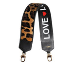 Dolce & Gabbana Black Leopard Print Reversible Bag Shoulder Strap