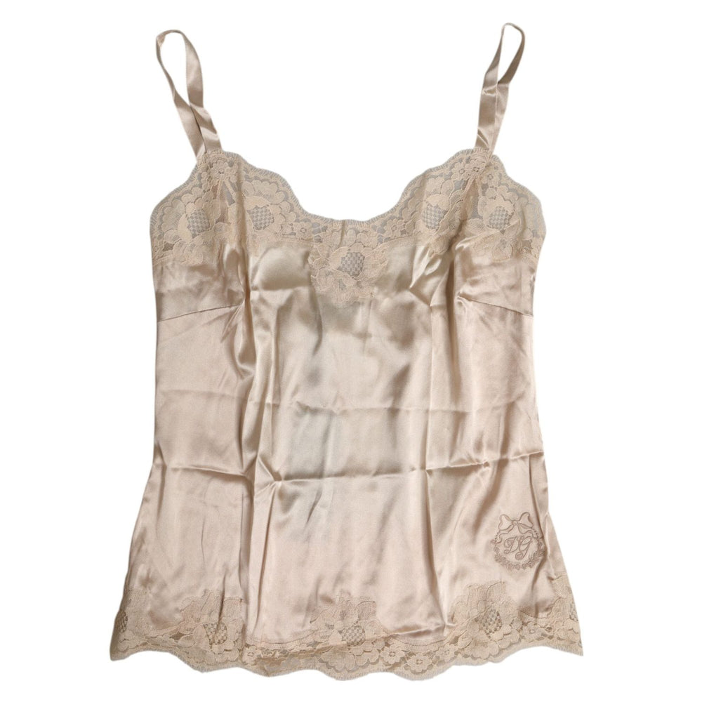 Dolce & Gabbana Beige Lace Silk Satin Tank Lingerie Underwear BIK1426-3