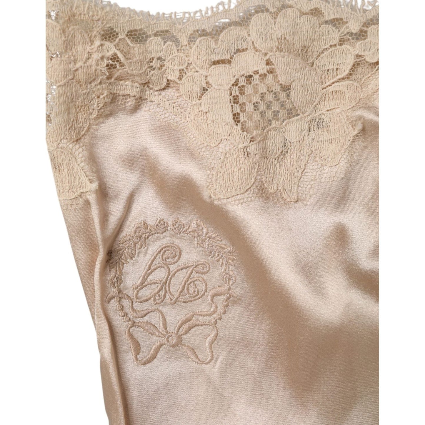 Dolce & Gabbana Beige Lace Silk Satin Tank Lingerie Underwear BIK1426-3