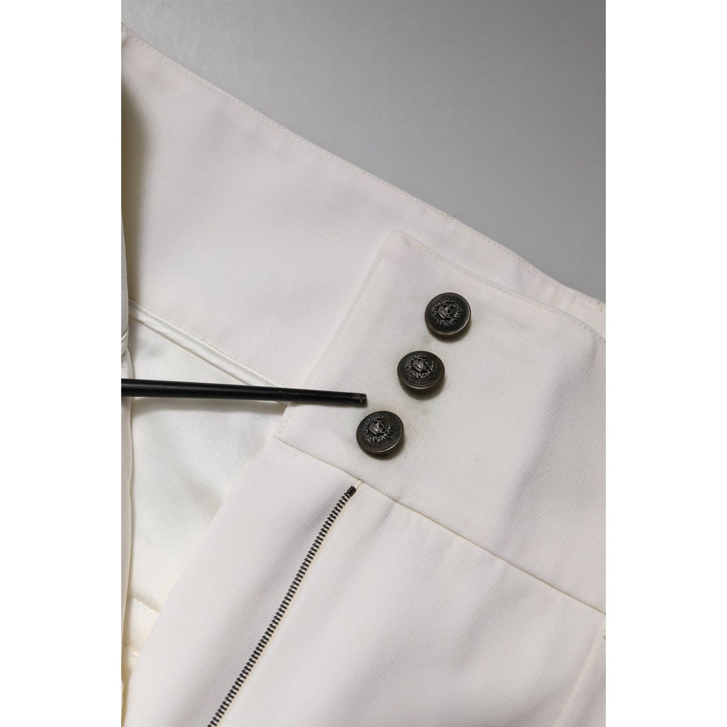 Dolce & Gabbana White Wool High Waist Tapered Pants PAN76555-46