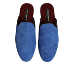 Dolce & Gabbana Blue Suede Capra Slides Flat Slipper Shoes MV7565-43