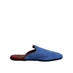 Dolce & Gabbana Blue Suede Capra Slides Flat Slipper Shoes MV7565-43