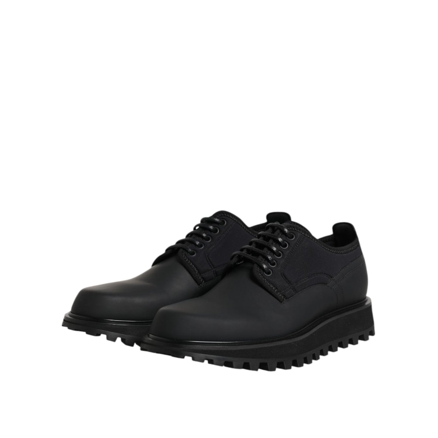 Dolce & Gabbana Black Leather Lace Up Trekking Dress Shoes MV7576-42