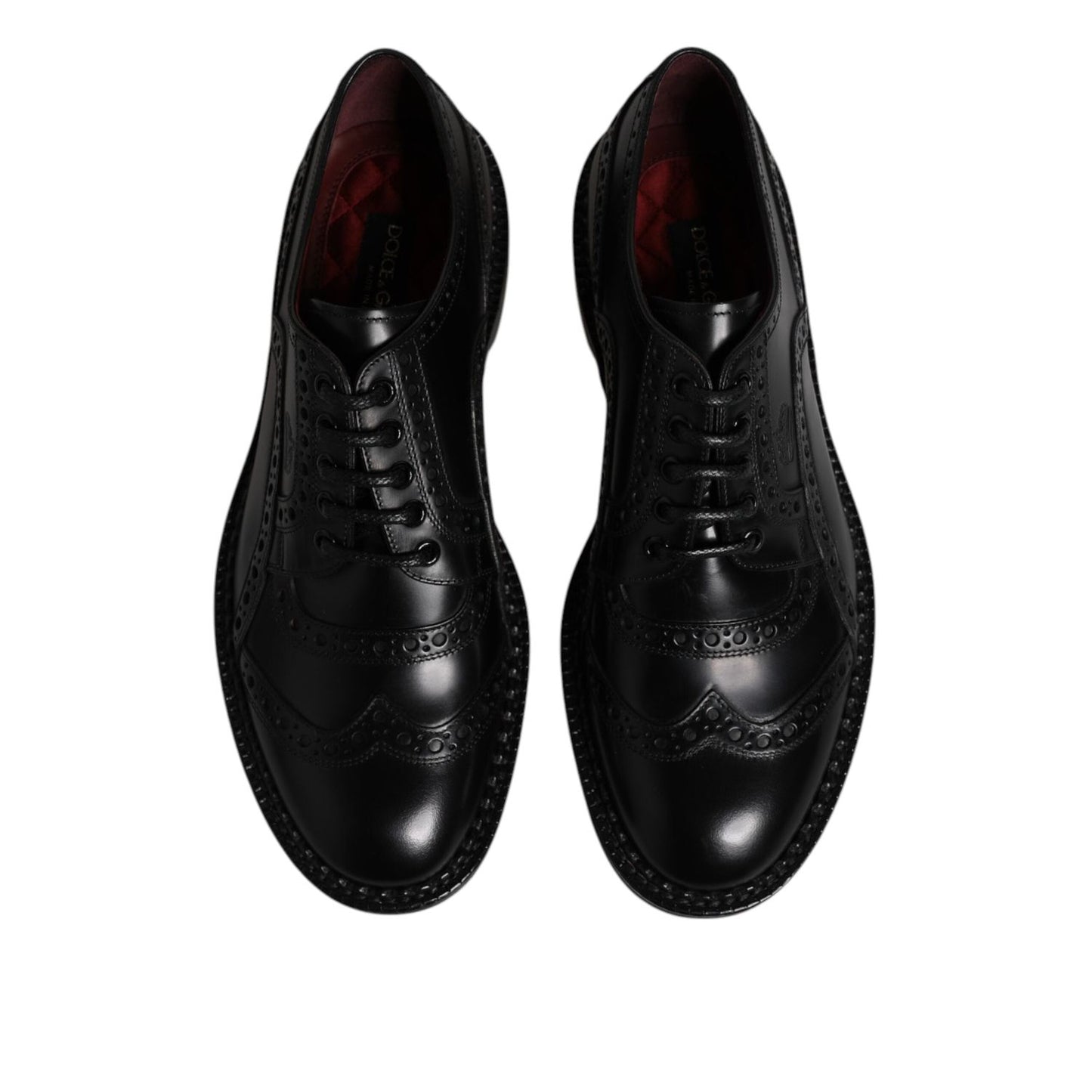 Dolce & Gabbana Black Calf Leather Derby Formal Dress Shoes MV7585-41.5