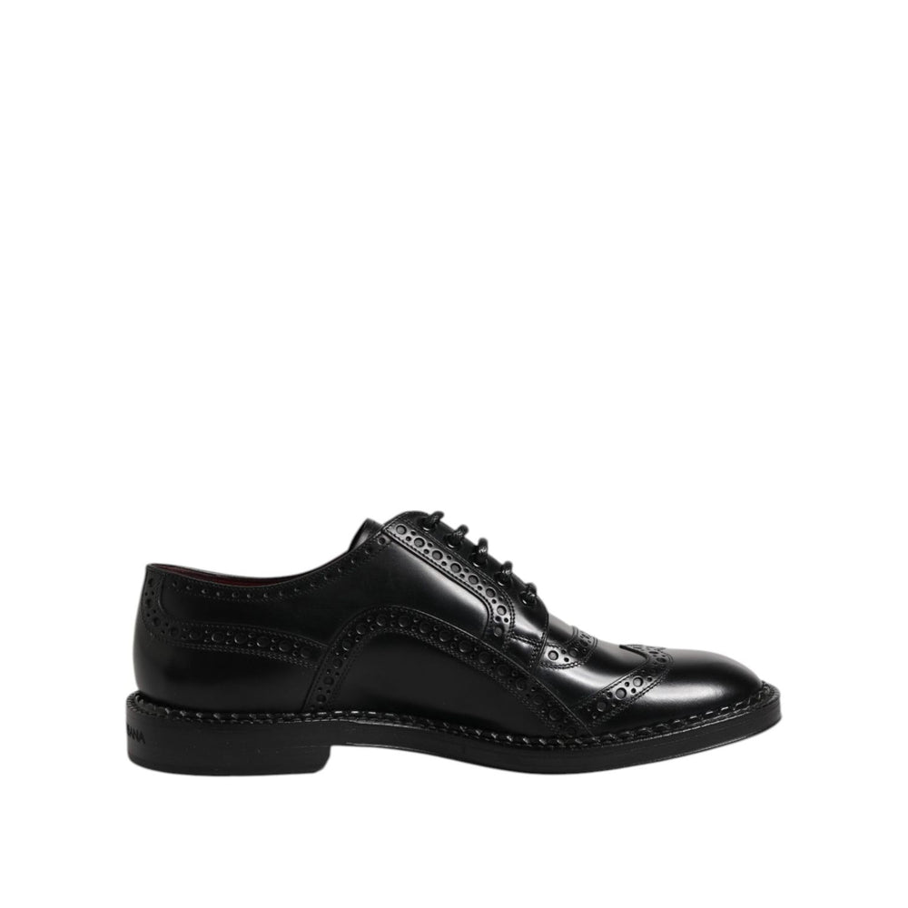 Dolce & Gabbana Black Calf Leather Derby Formal Dress Shoes MV7585-41.5