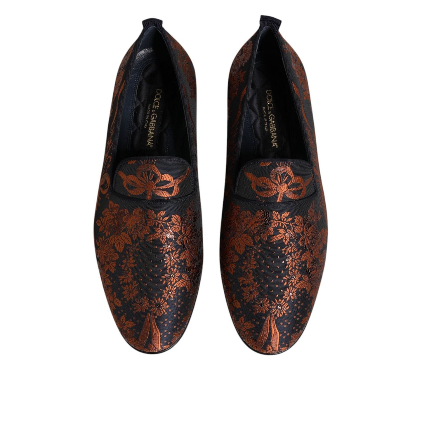Dolce & Gabbana Black Jacquard Polyester Slip On Loafers Shoes MV7618-42