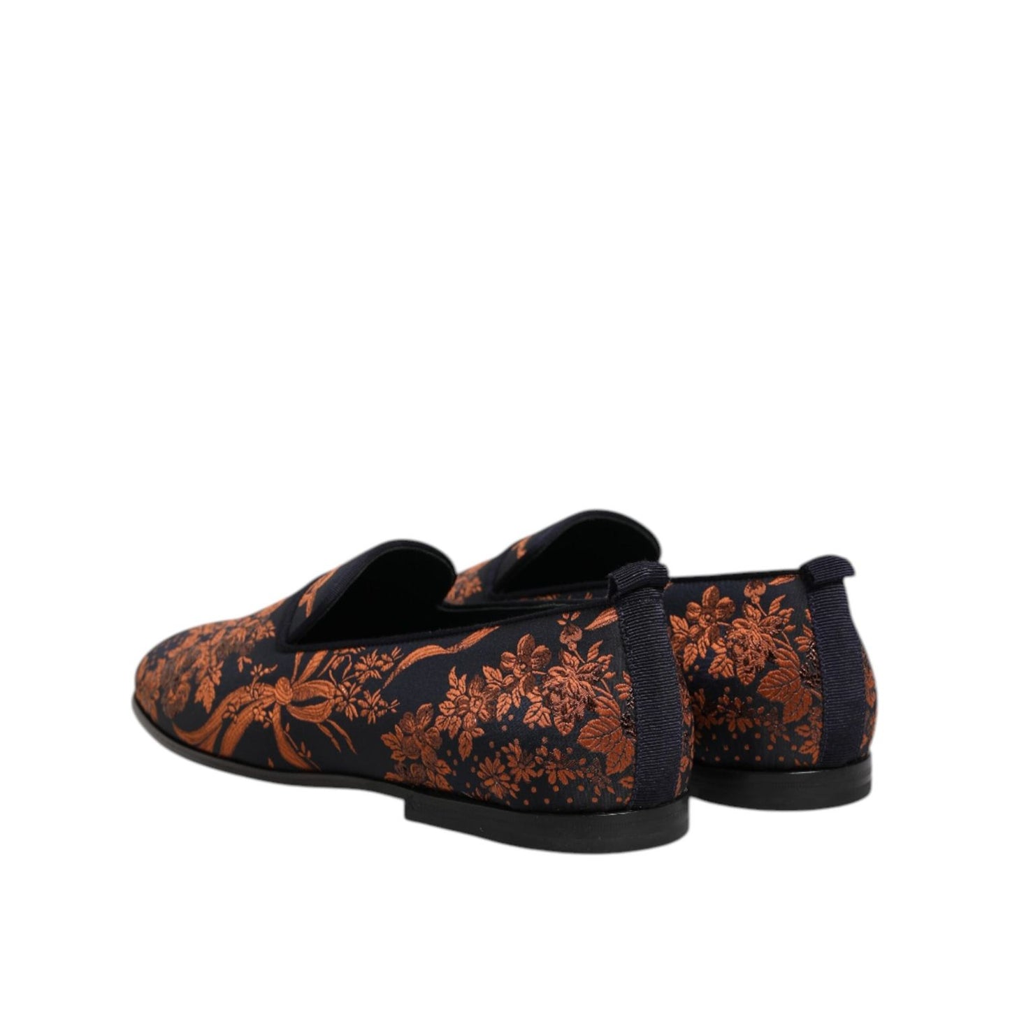 Dolce & Gabbana Black Jacquard Polyester Slip On Loafers Shoes MV7618-42