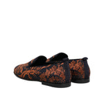 Dolce & Gabbana Black Jacquard Polyester Slip On Loafers Shoes MV7618-42