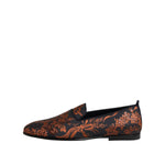 Dolce & Gabbana Black Jacquard Polyester Slip On Loafers Shoes MV7618-42