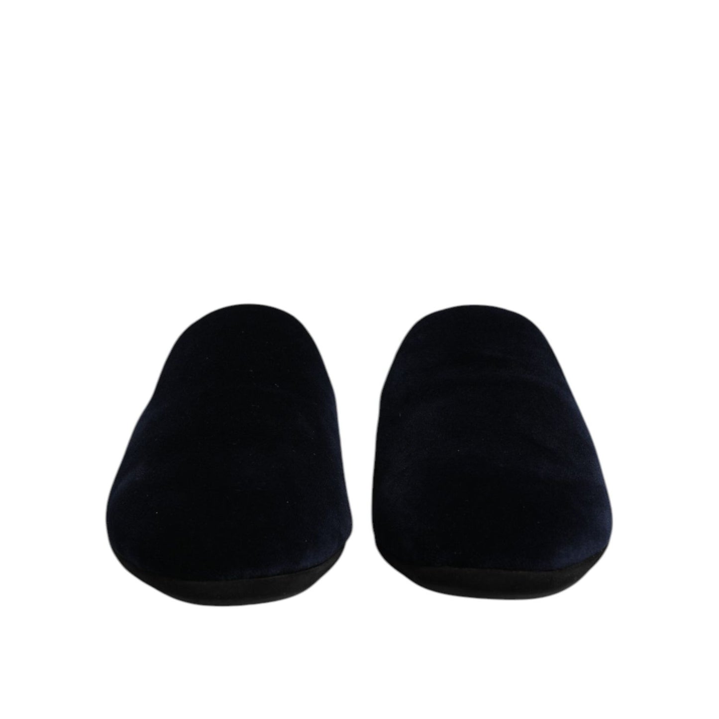 Dolce & Gabbana Dark Blue Viscose Velvet Slides Flat Slipper Shoes MV7622-43