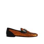 Dolce & Gabbana Orange Sequin Embellished Men Loafers Shoes MV7626-41