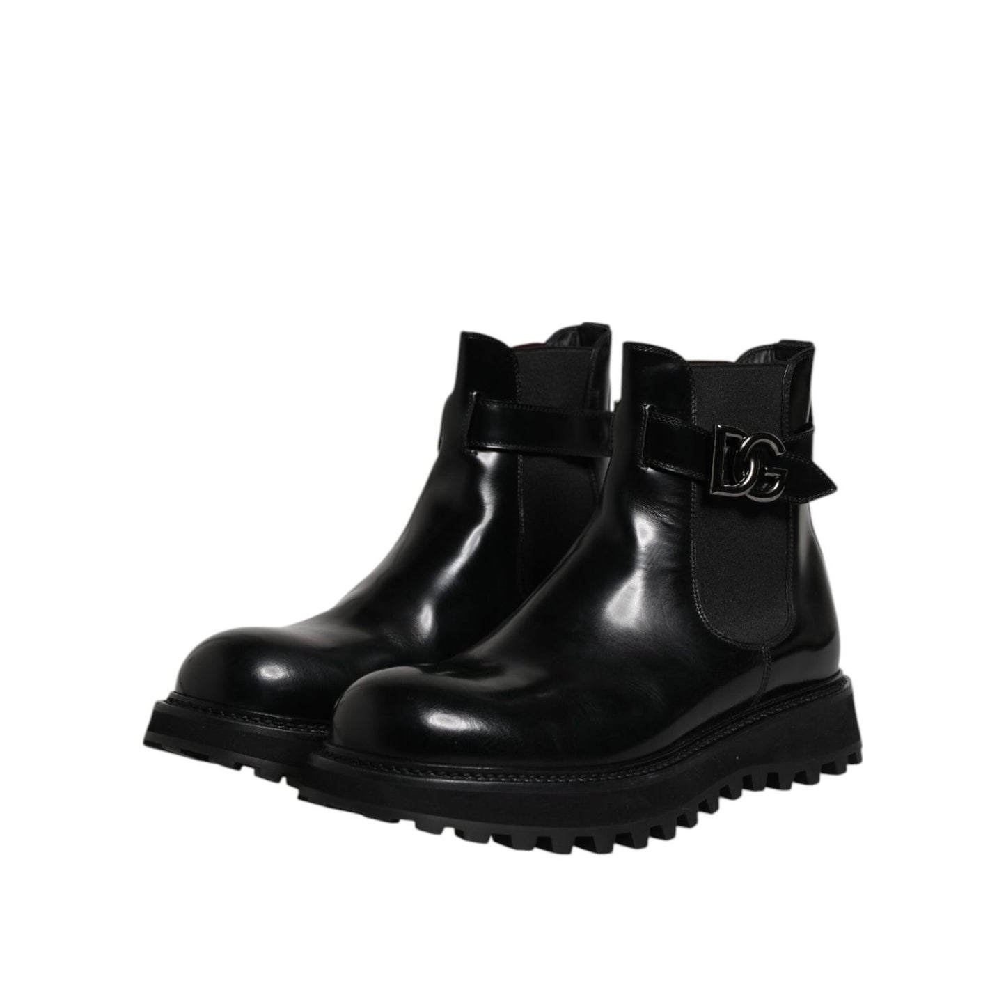 Dolce & Gabbana Black Belted DG Logo Men Chelsea Boots Shoes MV7578-44