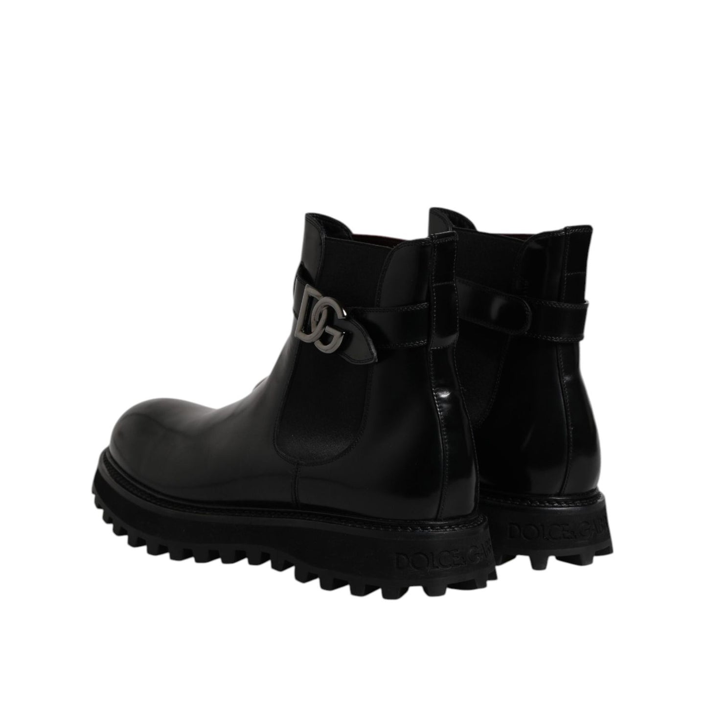 Dolce & Gabbana Black Belted DG Logo Men Chelsea Boots Shoes MV7578-44