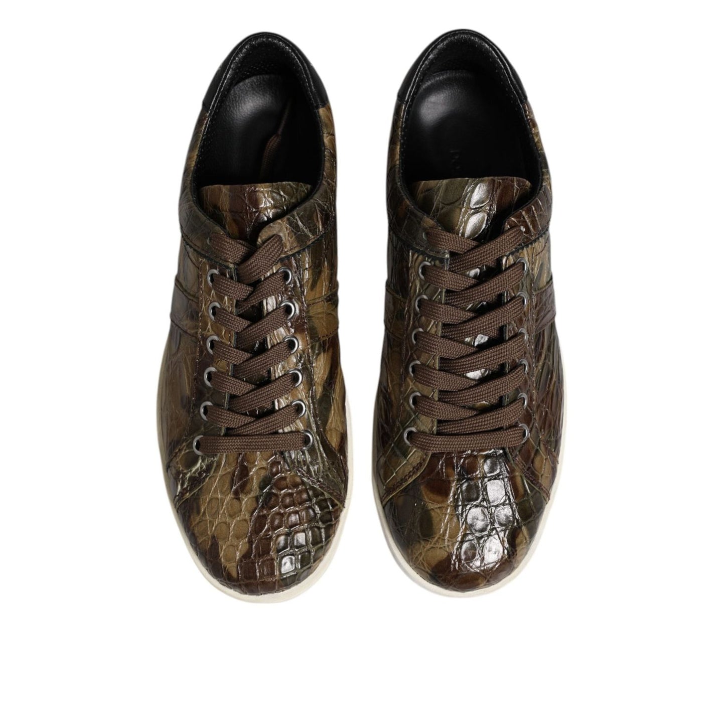 Dolce & Gabbana Brown Exotic Leather Low Top Sneakers Shoes MV7560-40