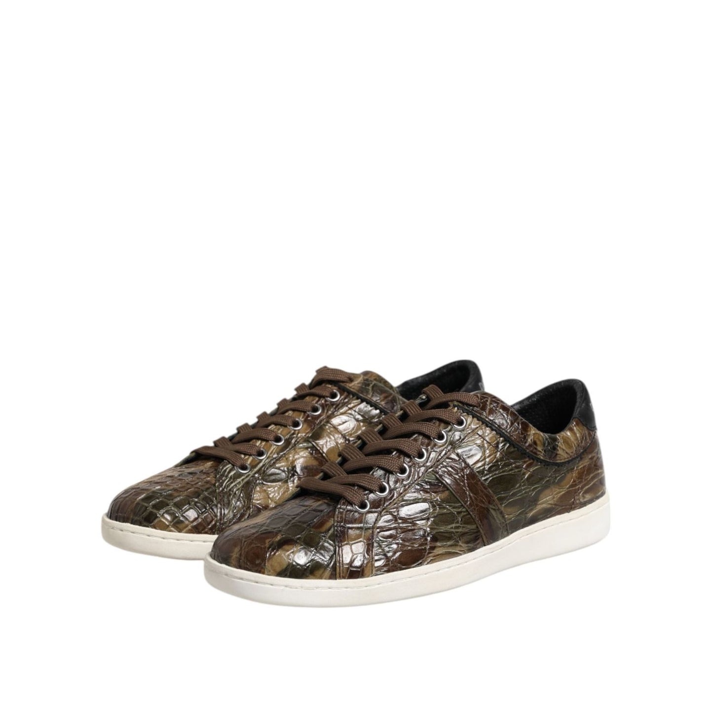 Dolce & Gabbana Brown Exotic Leather Low Top Sneakers Shoes MV7560-40