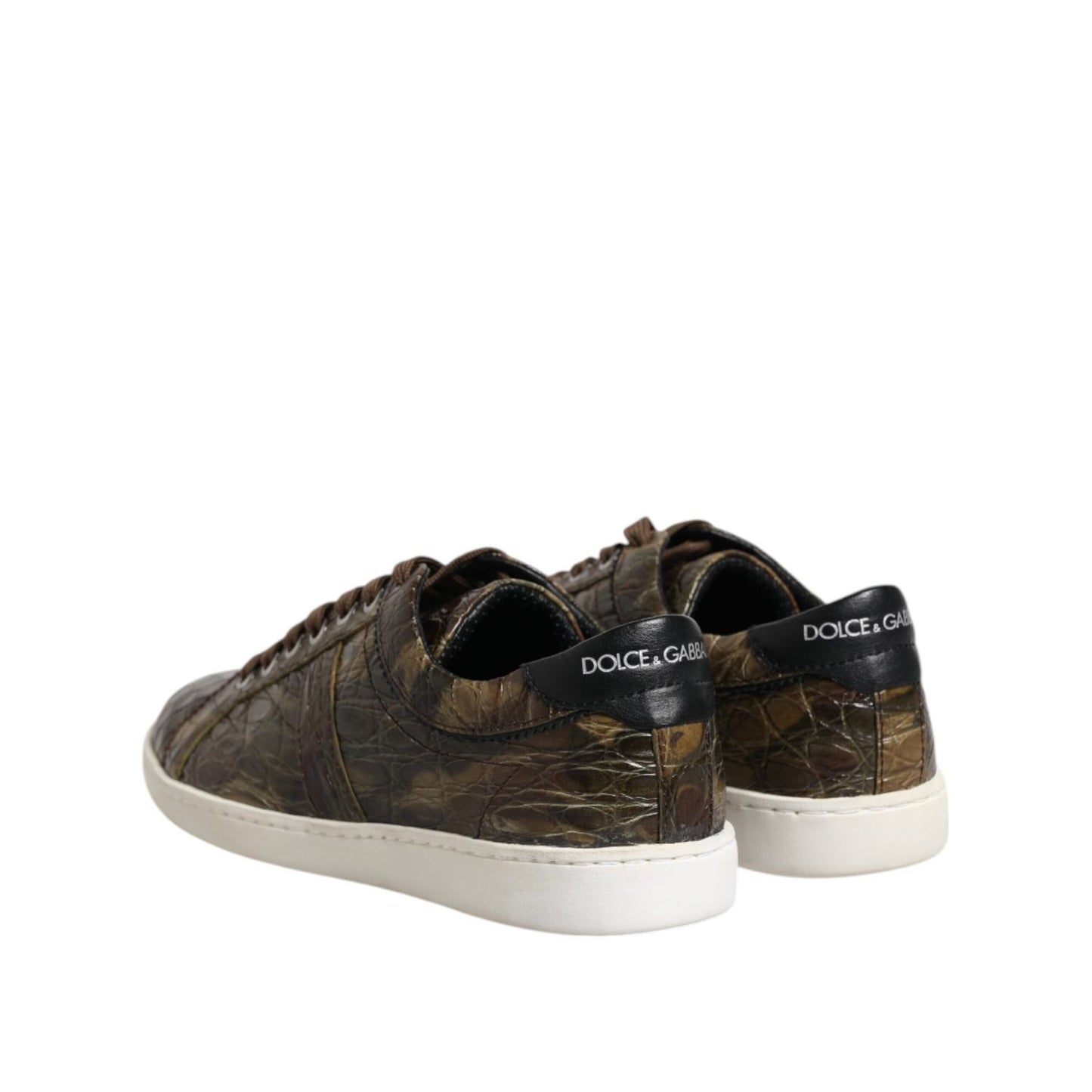 Dolce & Gabbana Brown Exotic Leather Low Top Sneakers Shoes MV7560-40