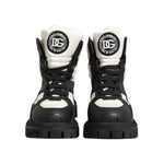 Dolce & Gabbana Black White Padded Lace Up Short Boots Shoes LA12723-39.5