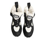 Dolce & Gabbana Black White Padded Lace Up Short Boots Shoes LA12723-39.5