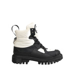 Dolce & Gabbana Black White Padded Lace Up Short Boots Shoes LA12723-39.5