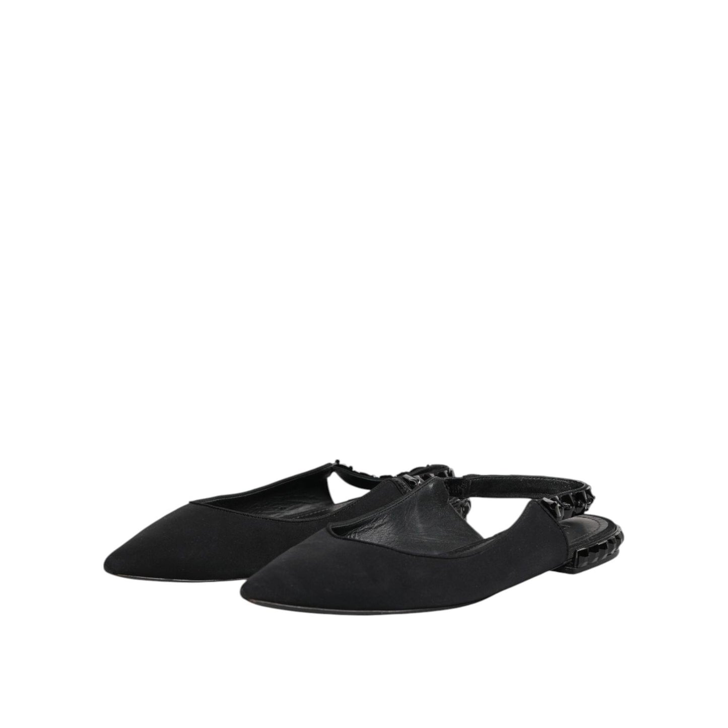Dolce & Gabbana Black Crystal Charmeuse Slingback Shoes LA12720-40.5