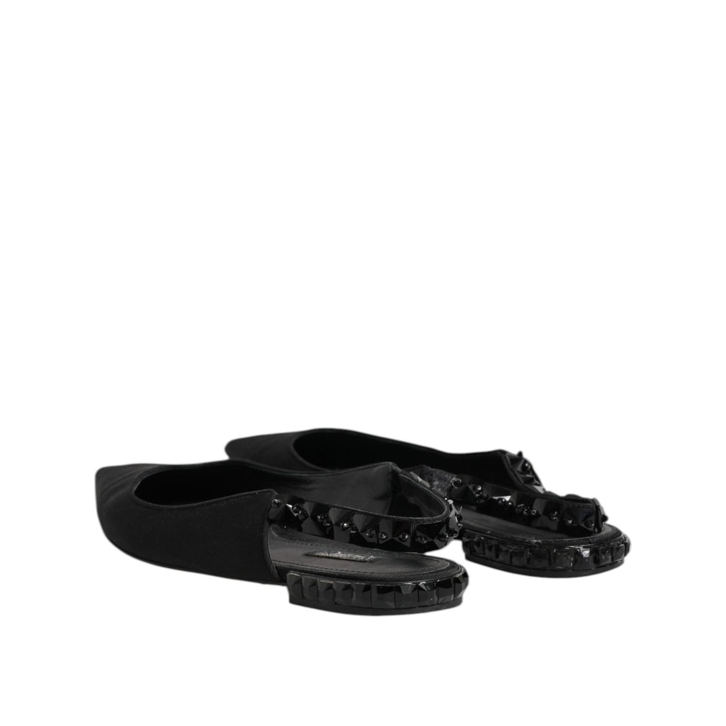 Dolce & Gabbana Black Crystal Charmeuse Slingback Shoes LA12720-40.5
