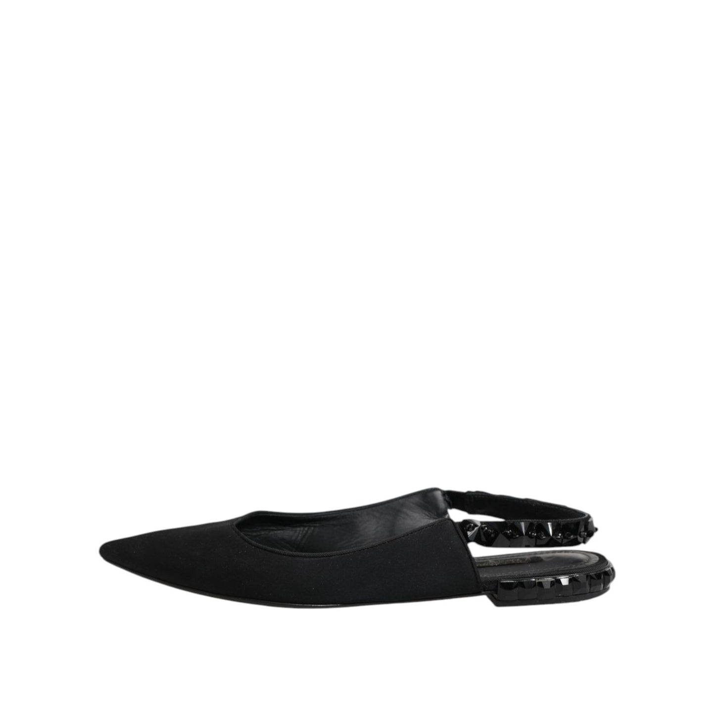Dolce & Gabbana Black Crystal Charmeuse Slingback Shoes LA12720-40.5