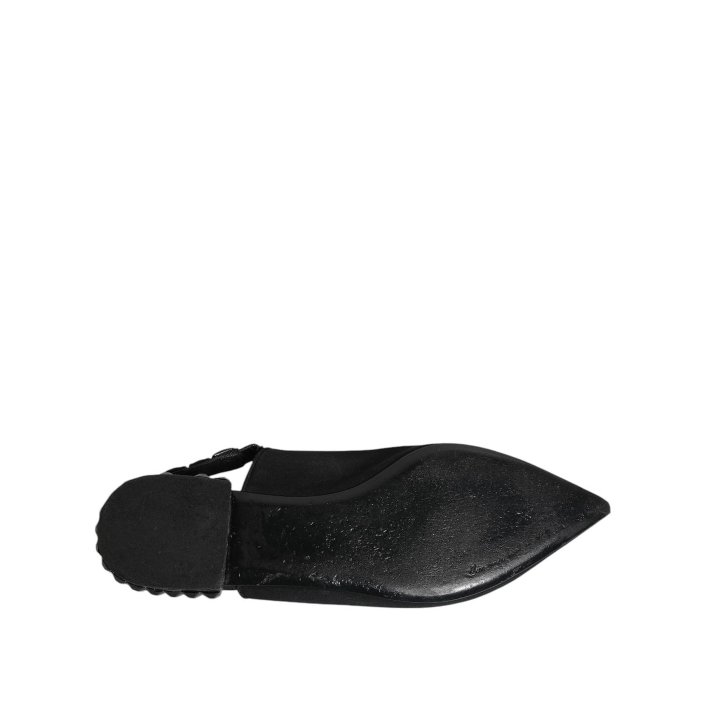 Dolce & Gabbana Black Crystal Charmeuse Slingback Shoes LA12720-40.5