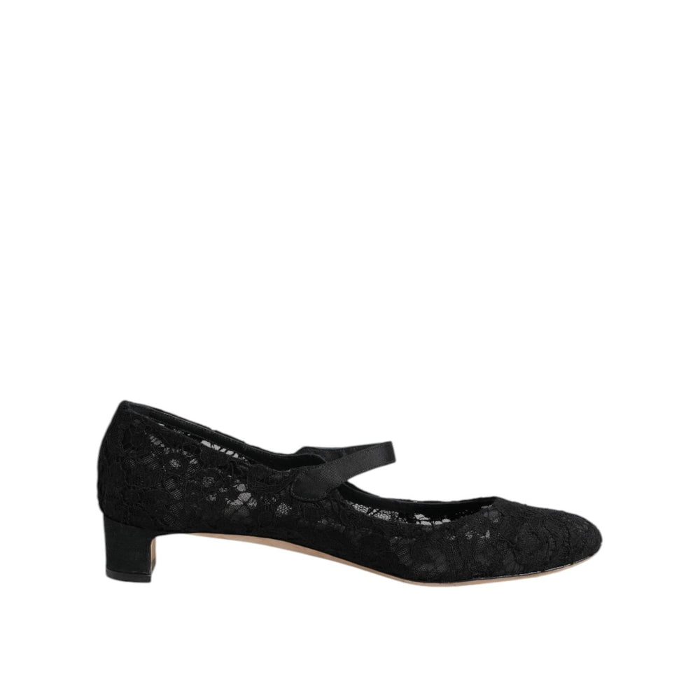 Dolce & Gabbana Black Vally Taormina Floral Lace Pumps Shoes LA12712-40