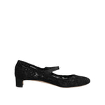 Dolce & Gabbana Black Vally Taormina Floral Lace Pumps Shoes LA12712-40