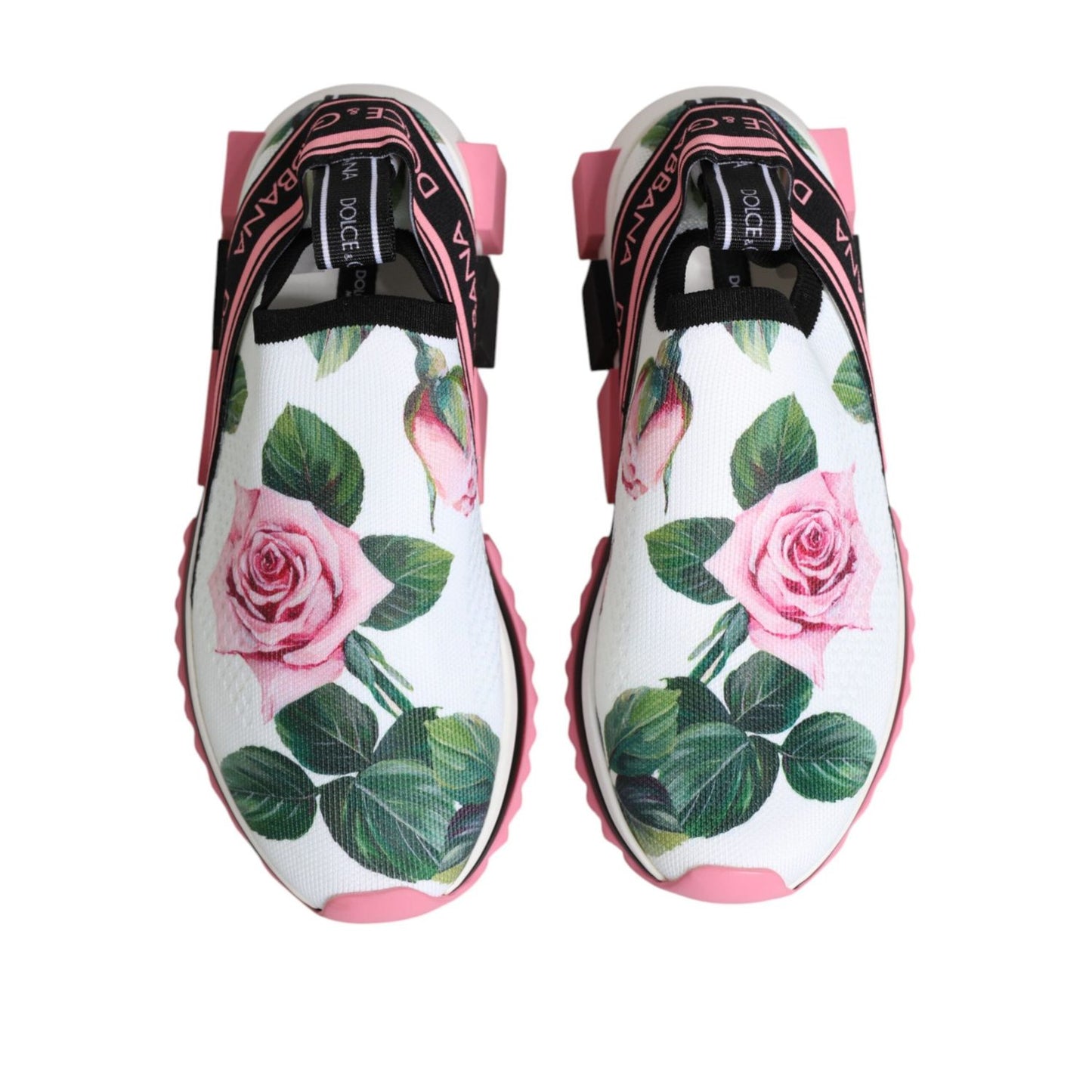 Dolce & Gabbana White Rose Print Sorrento Sneakers Shoes LA12762-36