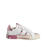 Dolce & Gabbana White Pink Leather Low Top Sneakers Shoes LA12765-38.5