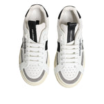 Dolce & Gabbana White Black Leather Low Top Sneakers Shoes LA12766-37.5
