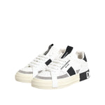 Dolce & Gabbana White Black Leather Low Top Sneakers Shoes LA12766-37.5
