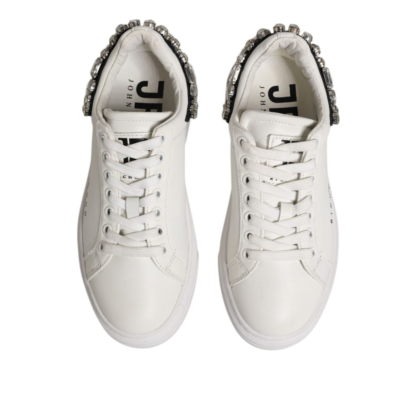 John Richmond White Rhinestone Embellished Sneakers Shoes LA12768-36