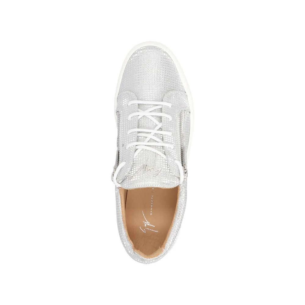 Giuseppe Zanotti Silver Fabric Low Top Sneakers