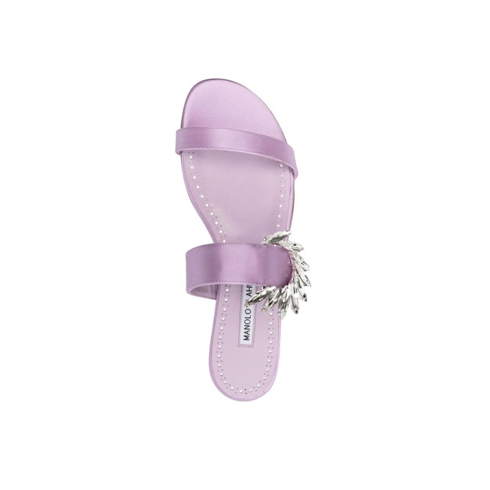 Manolo Blahnik Purple Silk Sandals