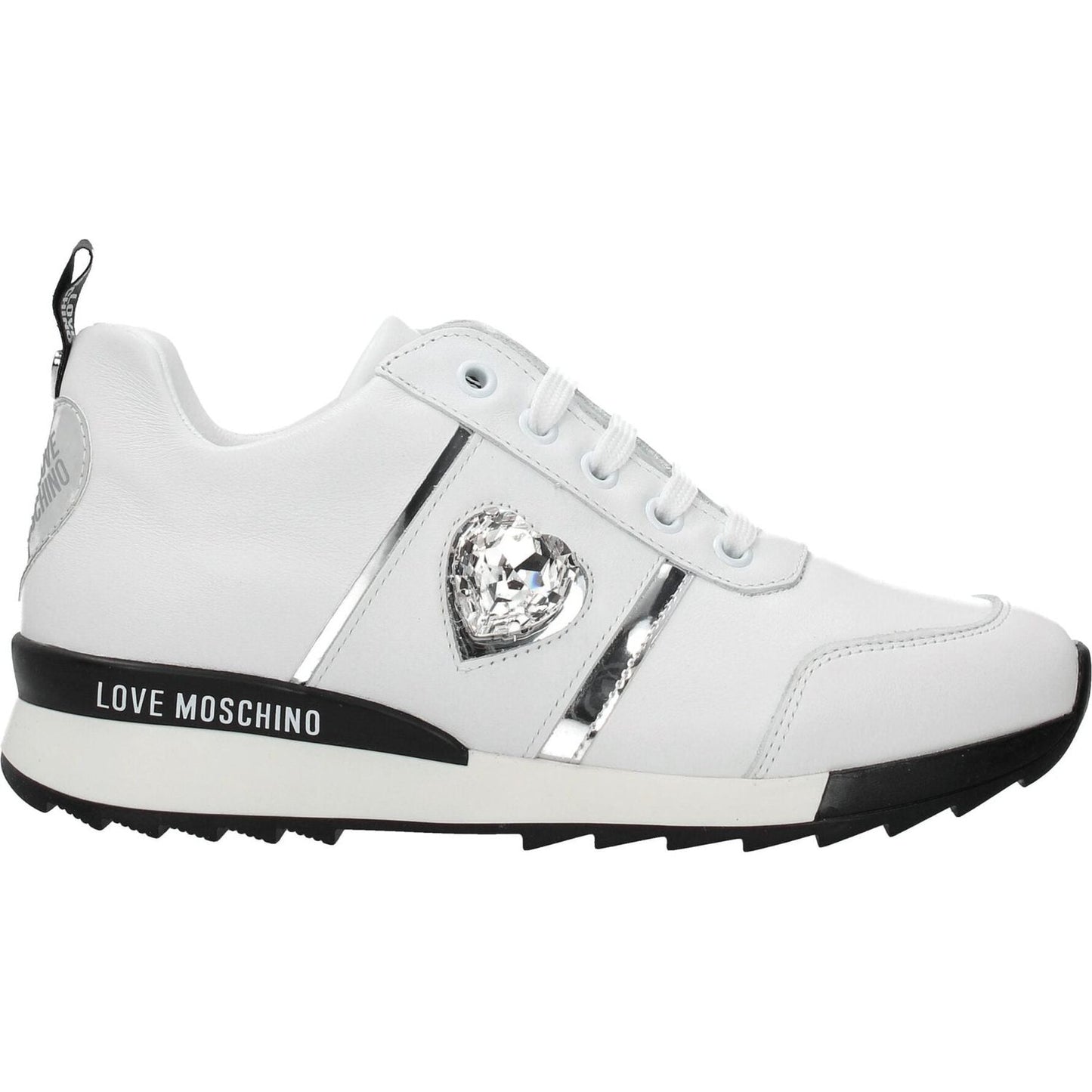 Love Moschino White Leather Low Tops