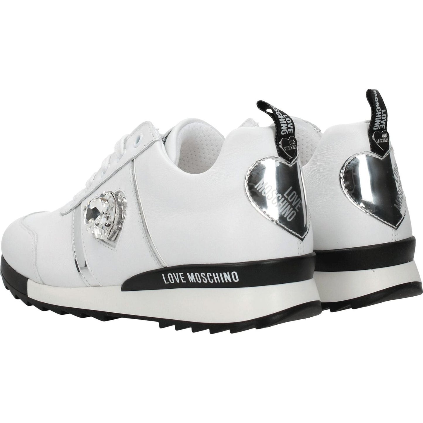 Love Moschino White Leather Low Tops