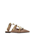 Valentino Garavani Pink Leather Flat Sandals VA-8547150496009-EU36.5/US6.5