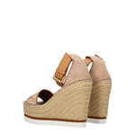 See By Chloé Beige Leather Wedges Sandals SE-8547288776969-EU41/US11