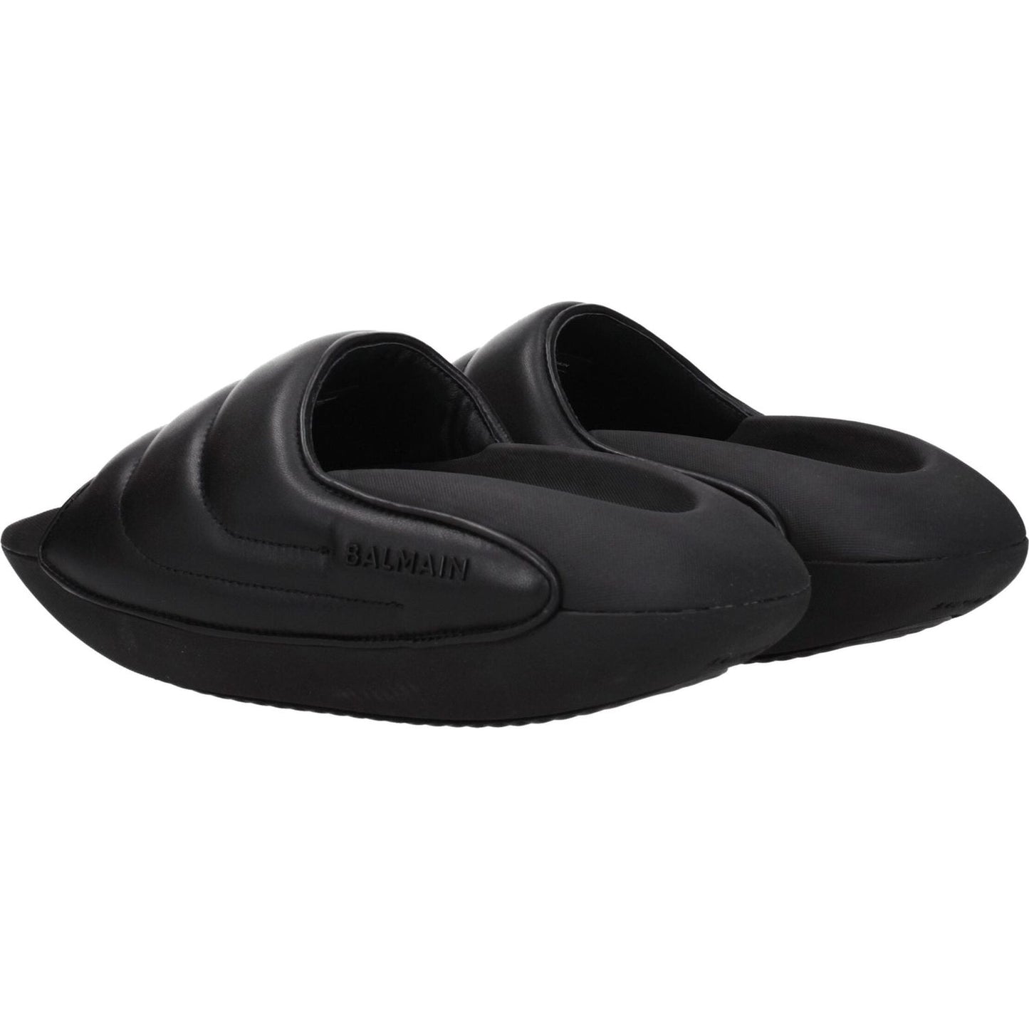 Balmain Black Leather Slippers Sandals BA-8547345891593-EU40/US7
