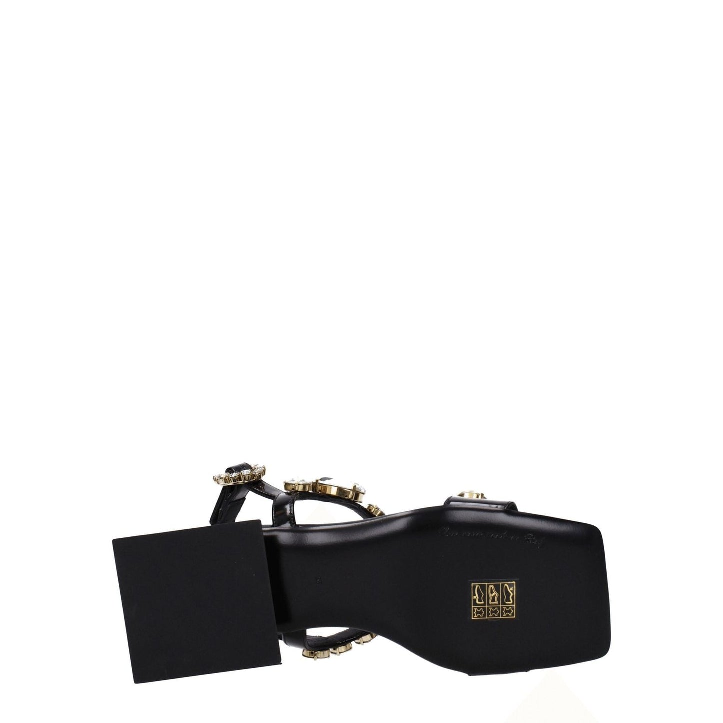 Dolce & Gabbana Black Leather Flat Sandals DO-8547464773897-EU36/US6
